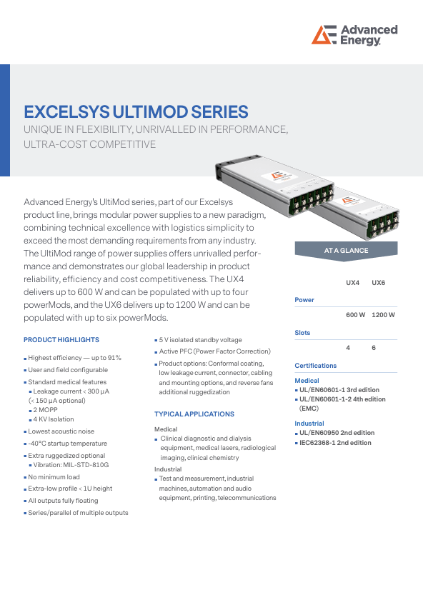 Excelsys Ultimod Series Modular Power Supplies Thumbnail