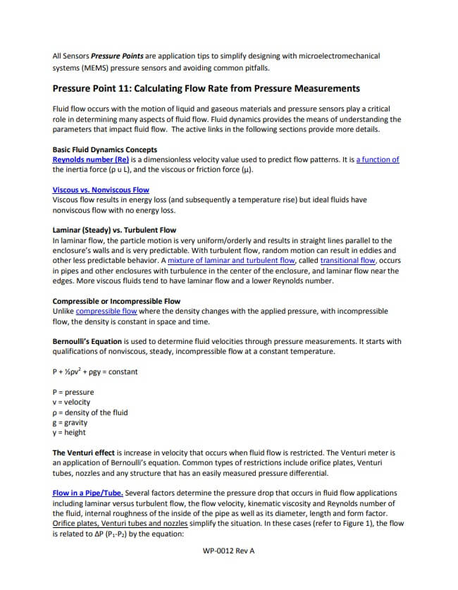 Amphenol All Sensors Calculating Flow Rate Whitepaper