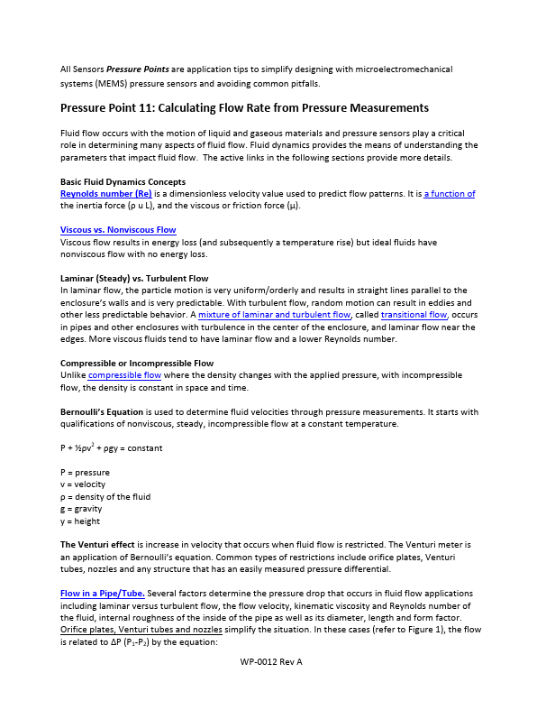 Calculating Flow Rate from Pressure Measurements