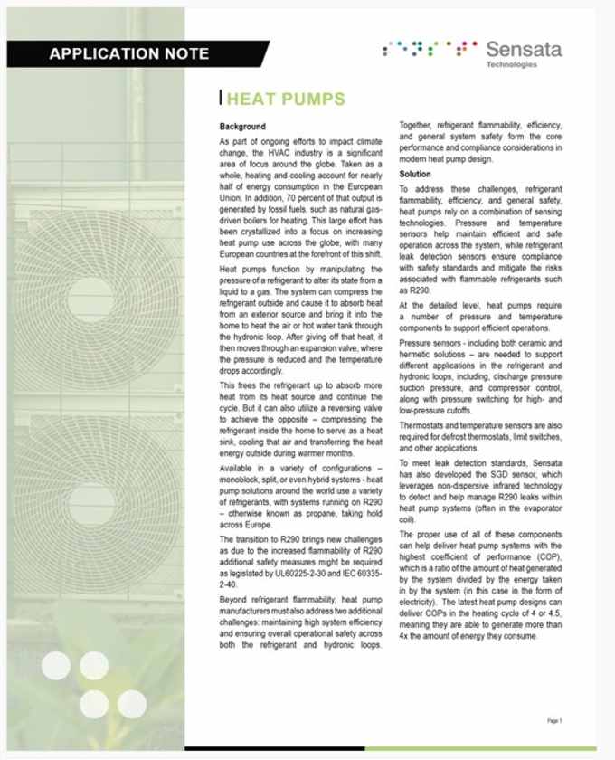 Sensata Heat Pumps Application Note PDF