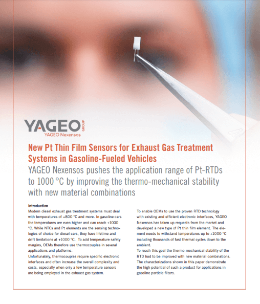 YAGEO Nexensos Sensors for Gas Vehicles PDF Cover