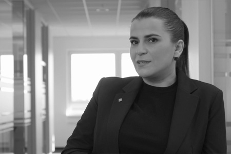 Selma, Inside Sales Manager at TTI Switzerland, sharing her career experience in a video interview.