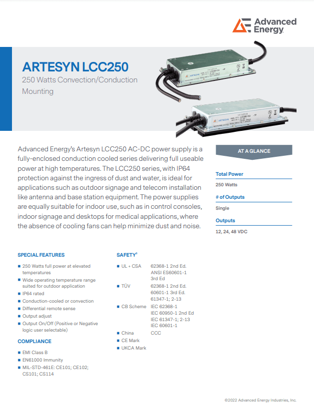LCC250 Series Power Supply Datasheet