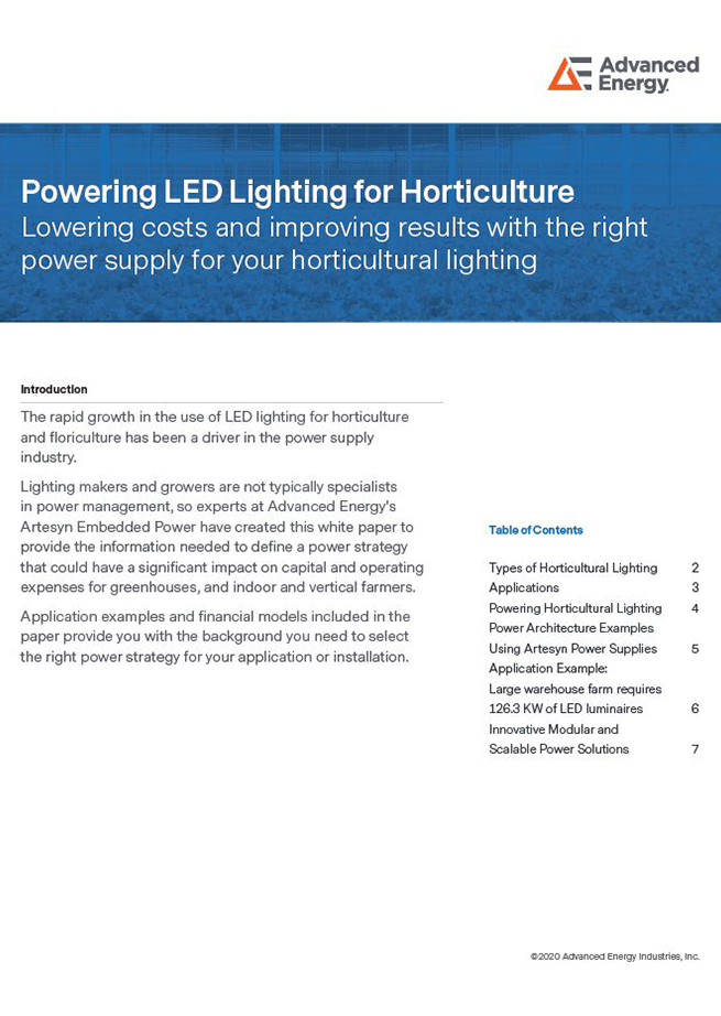 Advanced Energy Powering LED Lighting for Horticulture Whitepaper
