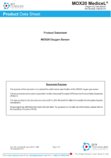 Honeywell MOX20 Oxygen Sensor Datasheet
