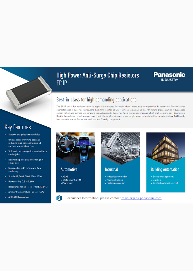 Panasonic High Power Anti-Surge Chip Resistors ERJP Fighting Card