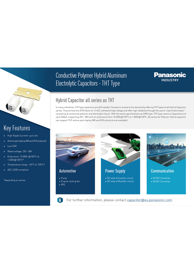 Conductive Polymer Hybrid Aluminum Electrolytic Capacitors - THT Type