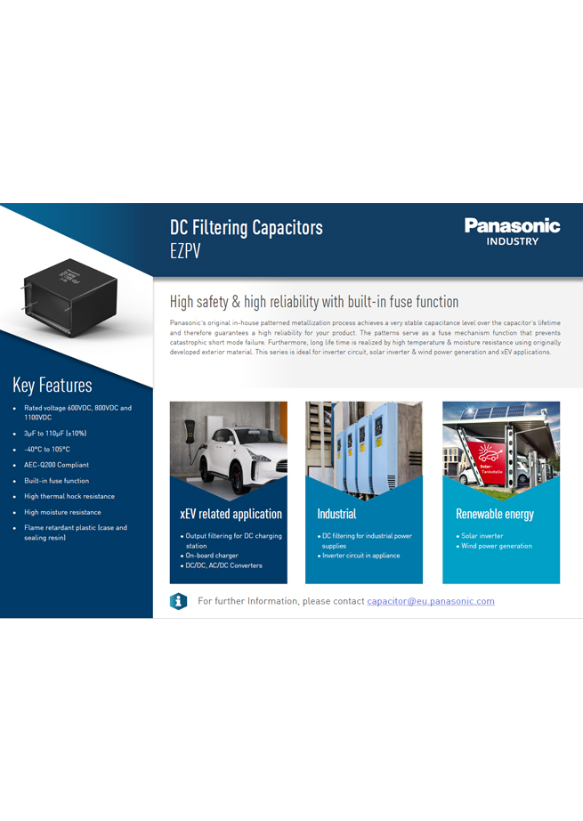 DC Filtering Capacitors EZPV