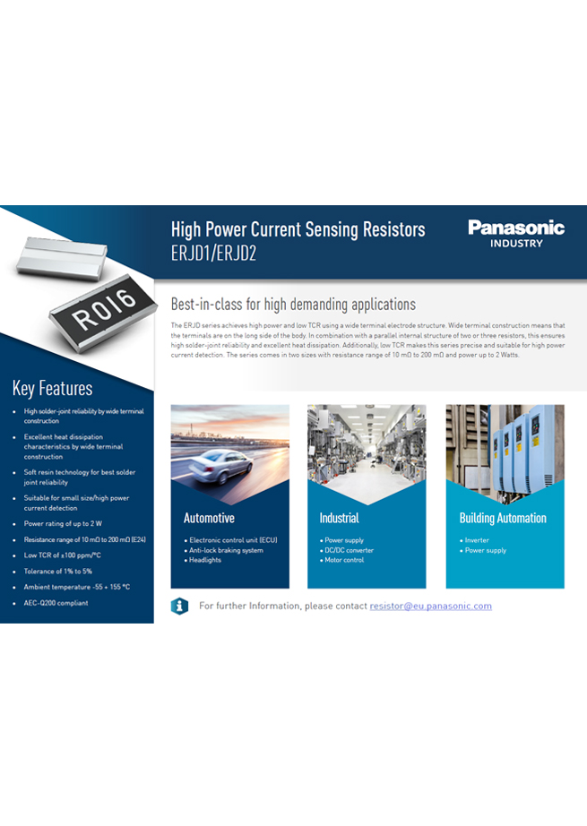High Power Current Sensing Resistors ERJD1/ERJD2