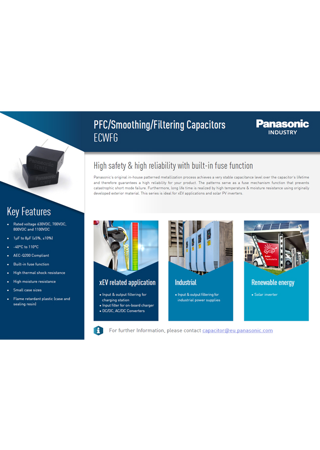 Panasonic PFC/Smoothing/Filtering Capacitors ECWFG