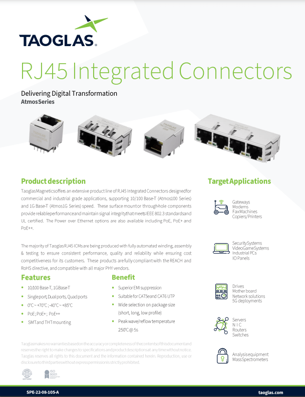 Taoglas RJ45 Connectors PDF Cover