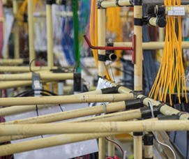 Industrial cables and wiring in a manufacturing facility