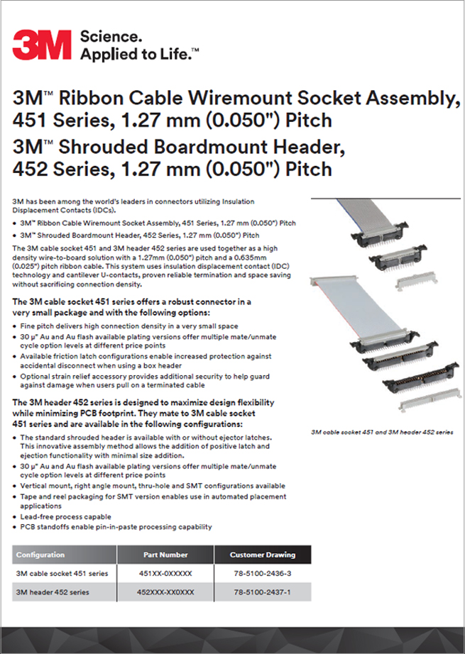 3M Cable Socket 451 and header 452 series Flyer
