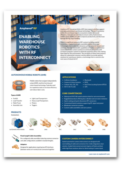 Amphenol RF Enabling Warehouse Robotics with RF Interconnect