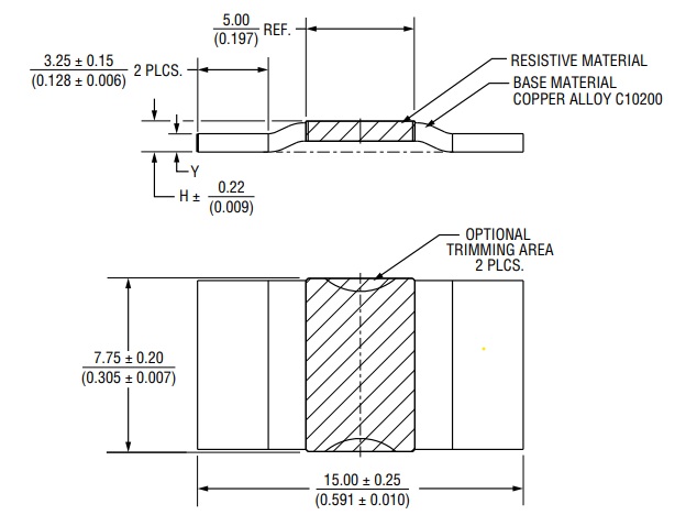 Bourns CSS2H-5930 Current Sense Resistors Product Dimensions