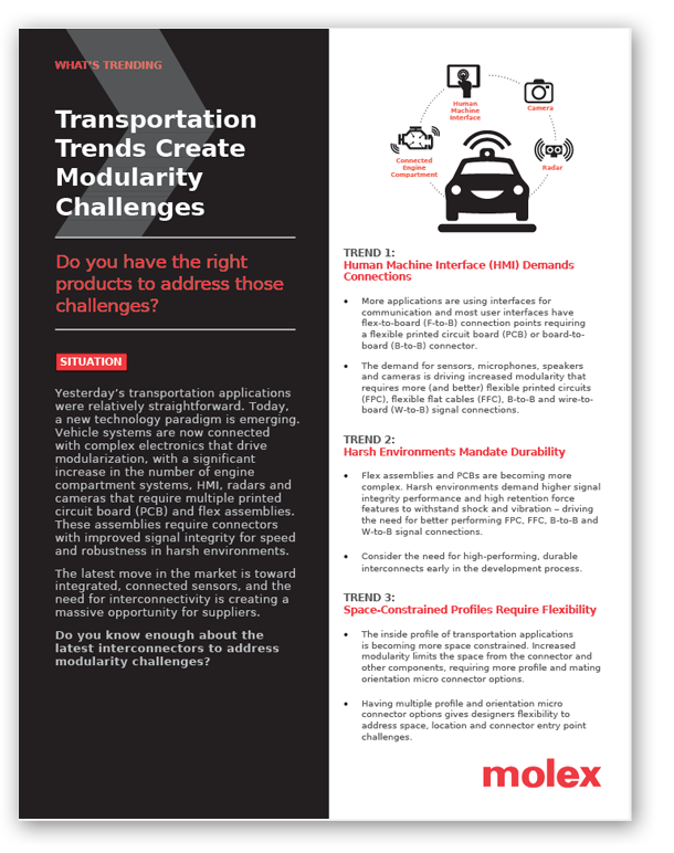 Molex Transportation Trends Create Modularity Challenges