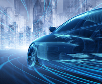 Illustration of outside of car with lines showing motion and air flow