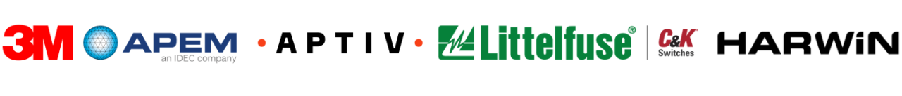 electronica-logo-row-3m-apem-aptiv-littelfuse-c&k-Harwin